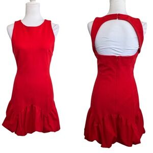 Elliatt Womens Dress Red Sleeveless Cutout Keyhole Ruffle Bubble Hem Cocktail  M